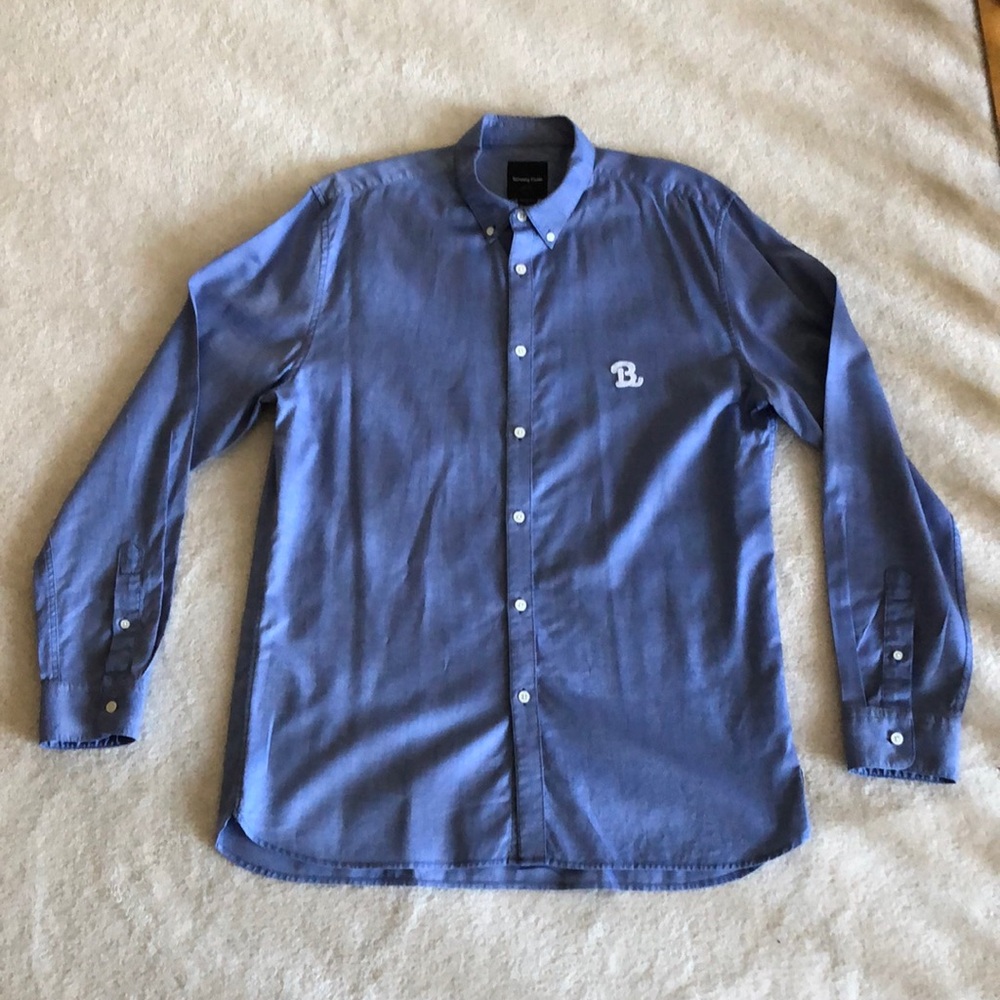Barney Cool blue chambray shirt with B monogram
